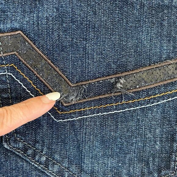 MECCA 90s Y2K Straight Leg Jeans Men 36x34 (36x33) Dark Wash Blue Denim Slim Fit - Picture 7 of 11